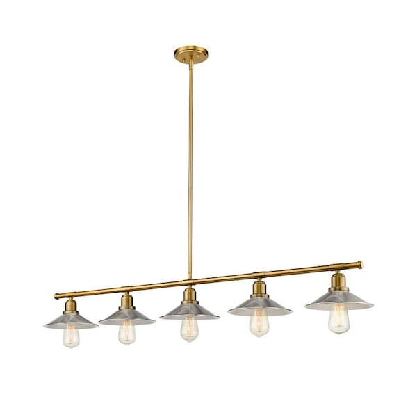 Casa 5 Light Island/Billiard, Factory Brass & Brushed Nickel